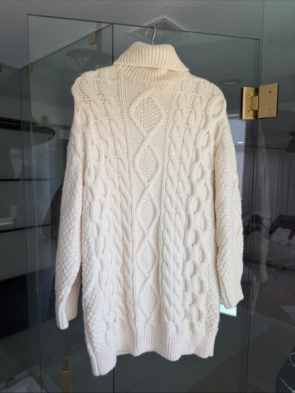 Mango Cream Cable-Knit Turtleneck Sweater DRESS!!